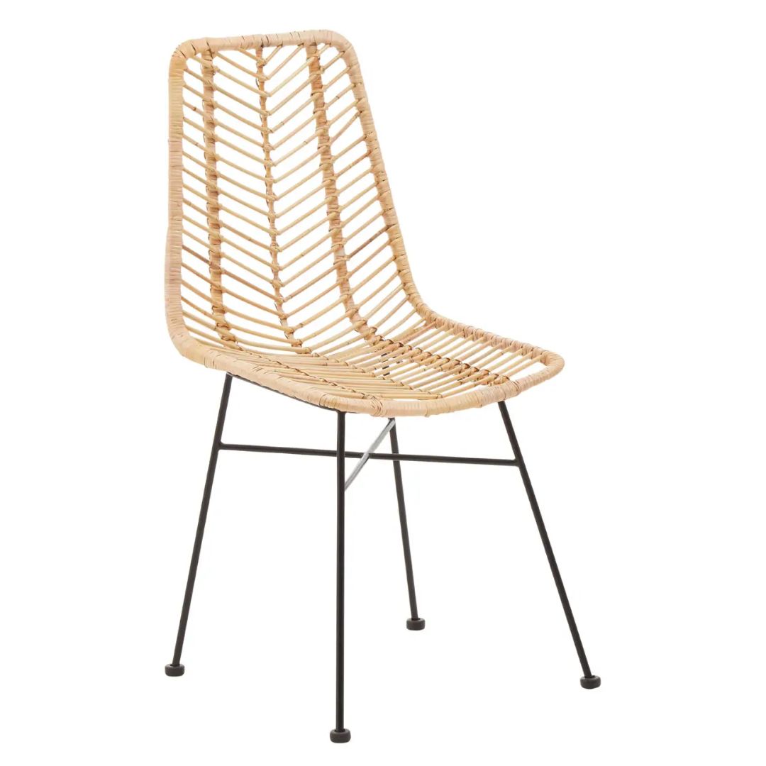 Chevron Natural Rattan Dining Chair - INSIDE HOUSE