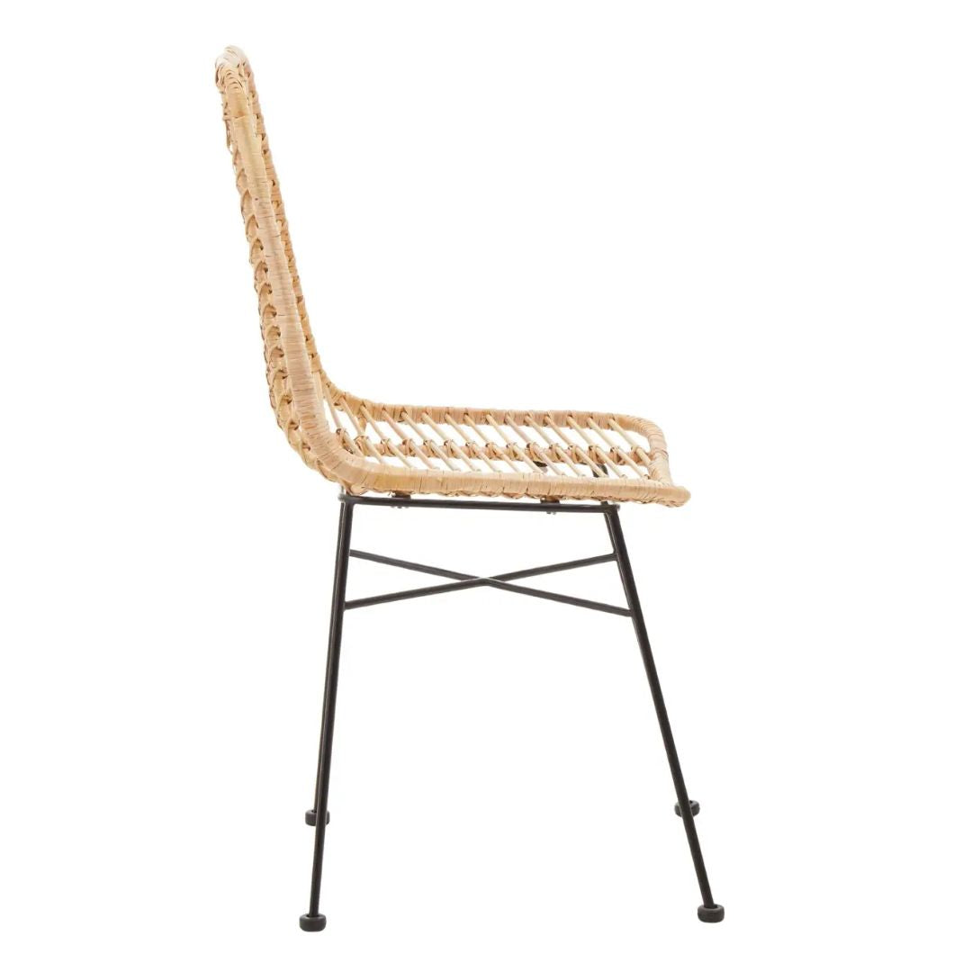 Chevron Natural Rattan Dining Chair - INSIDE HOUSE