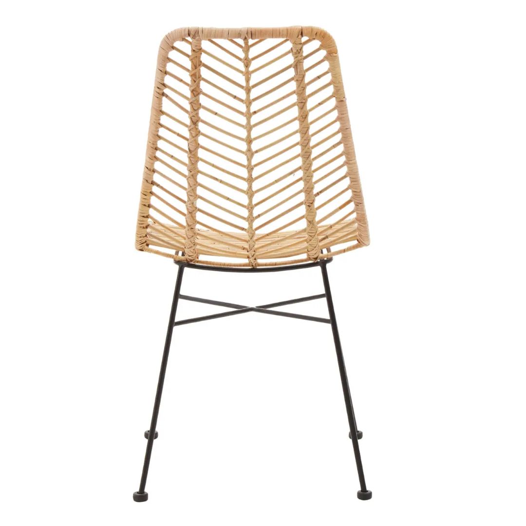 Chevron Natural Rattan Dining Chair - INSIDE HOUSE