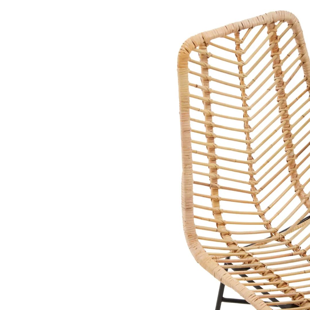 Chevron Natural Rattan Dining Chair - INSIDE HOUSE