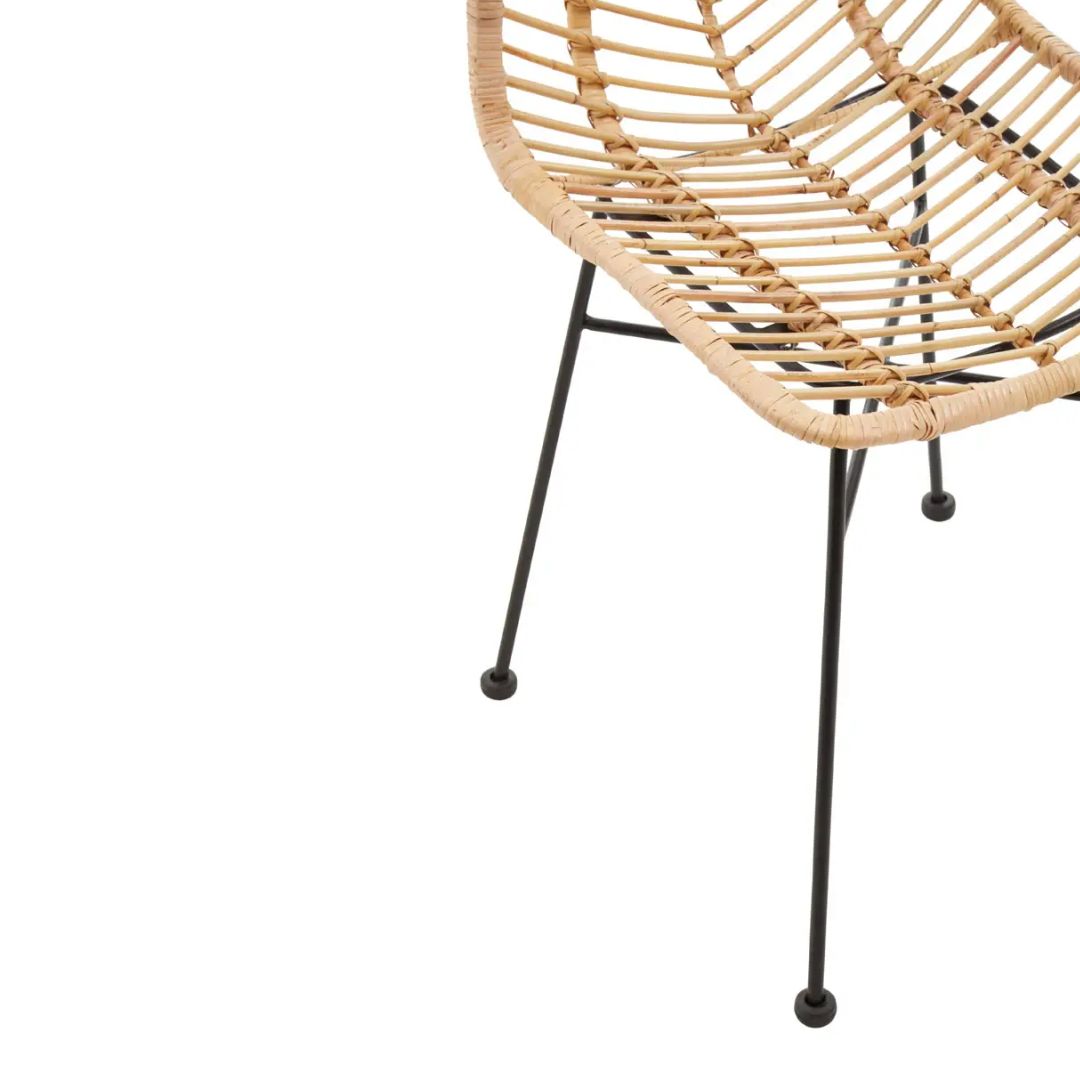 Chevron Natural Rattan Dining Chair - INSIDE HOUSE