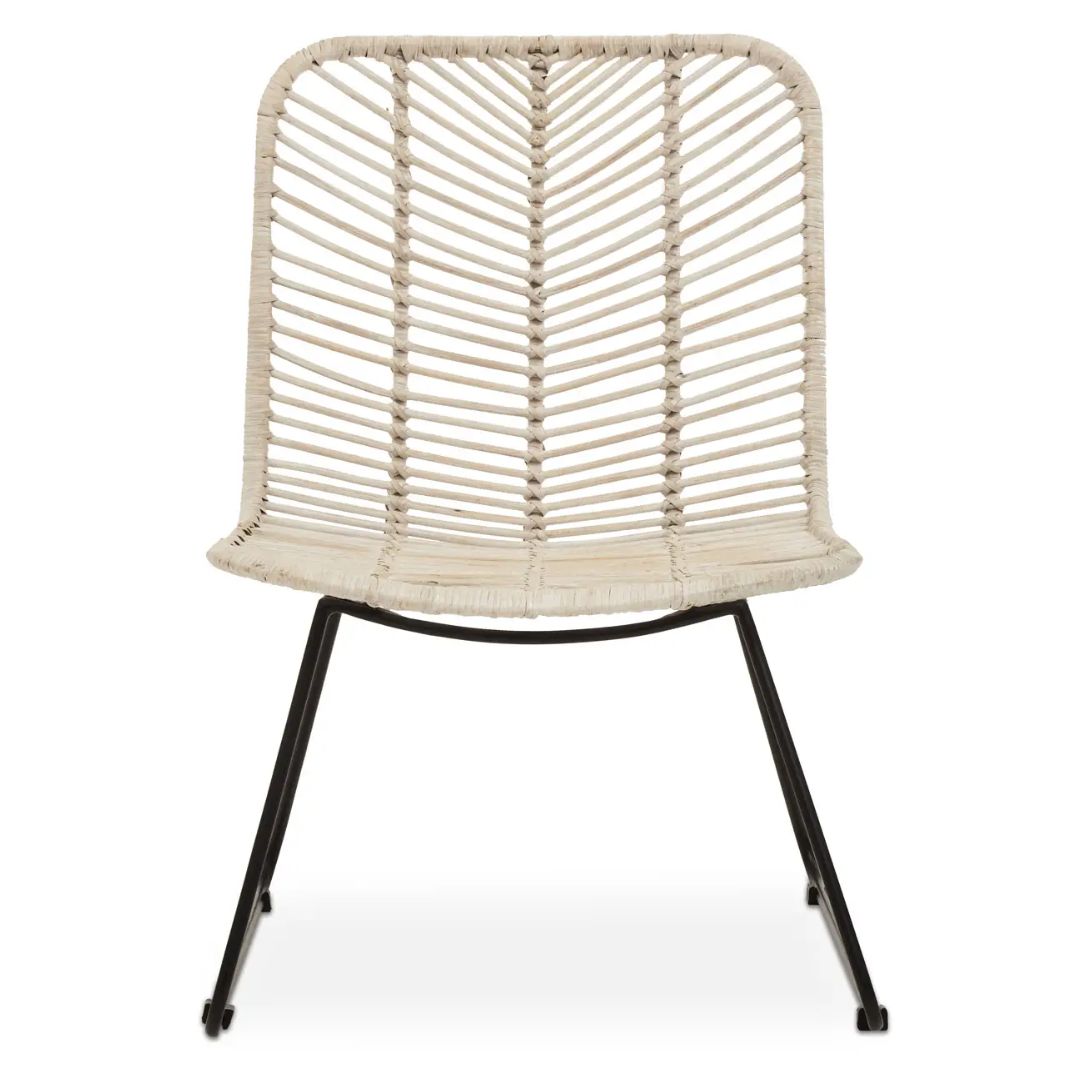 Fanfair Natural Rattan White Lounge Chair - INSIDE HOUSE