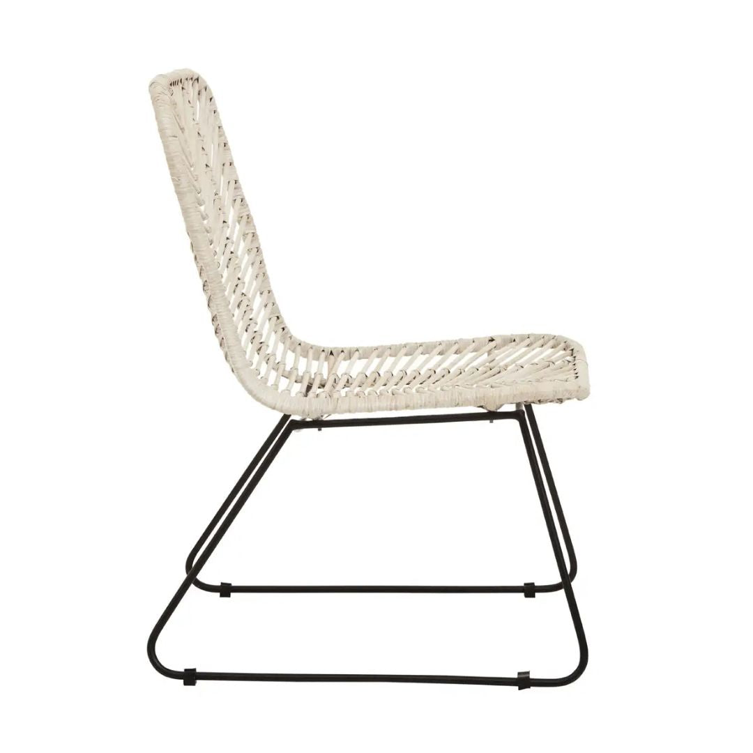 Fanfair Natural Rattan White Lounge Chair - INSIDE HOUSE