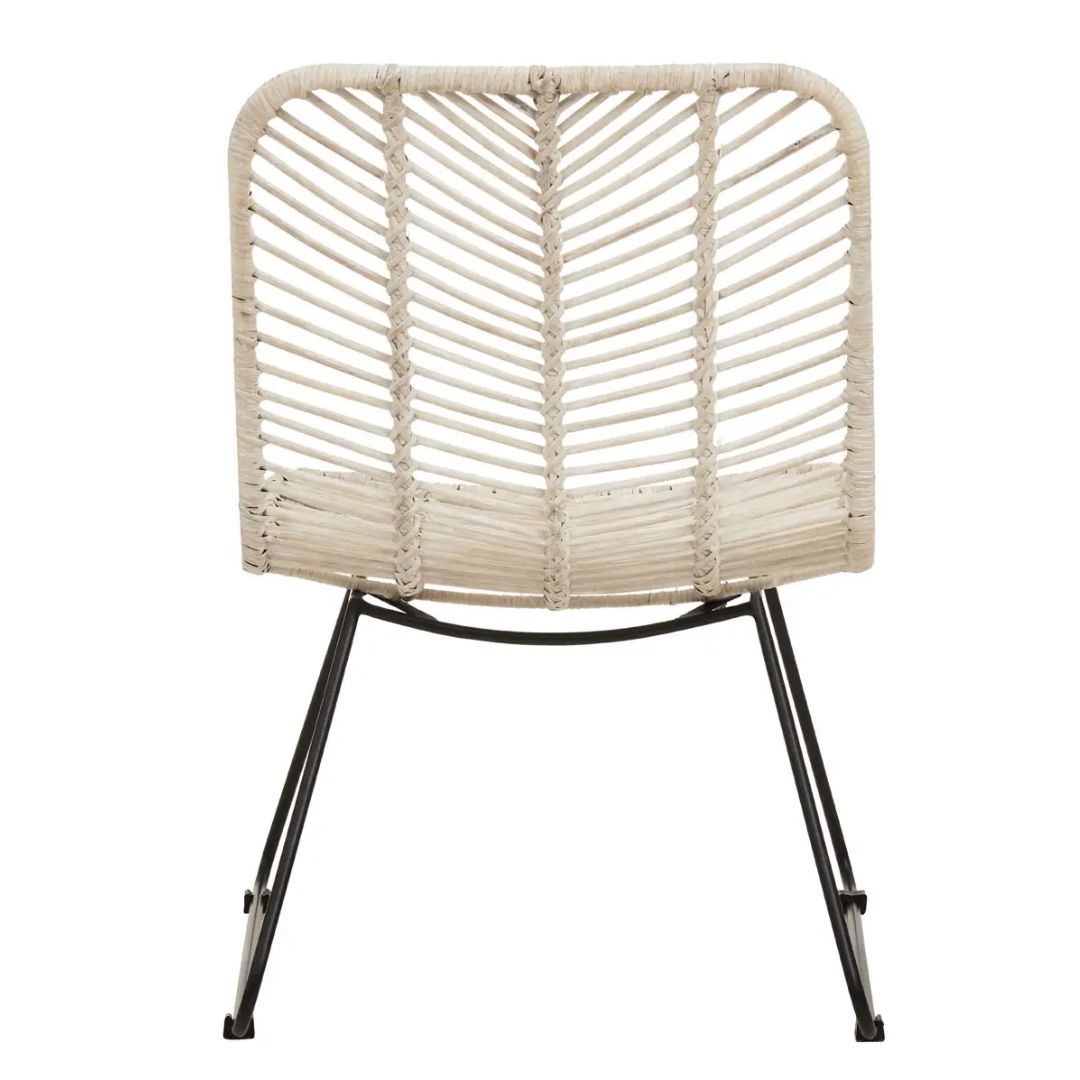 Fanfair Natural Rattan White Lounge Chair - INSIDE HOUSE