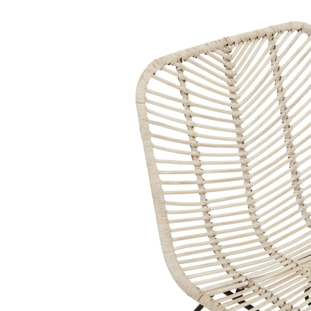 Fanfair Natural Rattan White Lounge Chair - INSIDE HOUSE