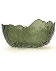 Large Green Glass Wavy Bowl With Gold Rim 20cm