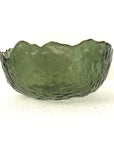 Large Green Glass Wavy Bowl With Gold Rim 20cm