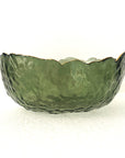 Large Green Glass Wavy Bowl With Gold Rim 20cm