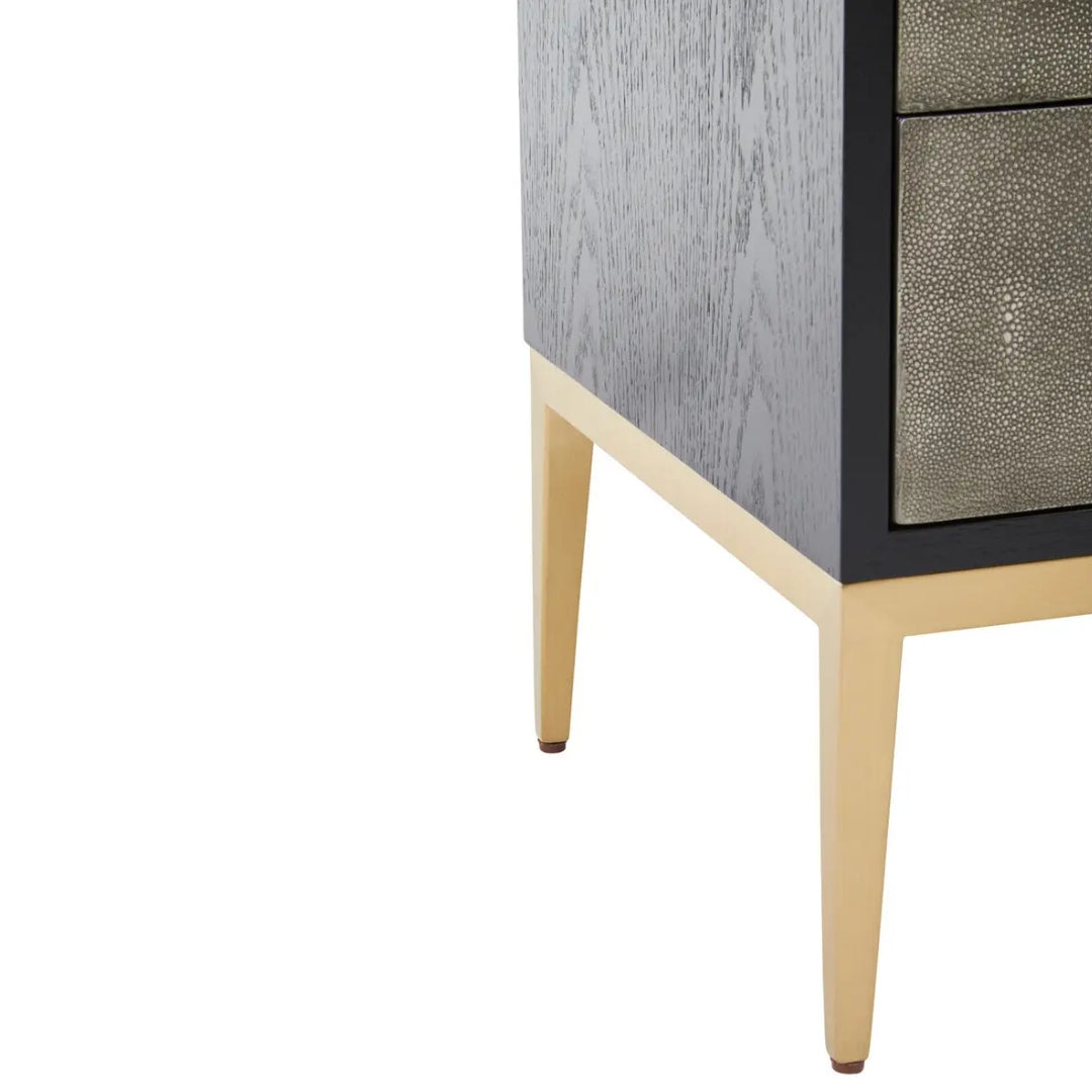 Plenta Grey Faux Shagreen 2 Drawer Side Table