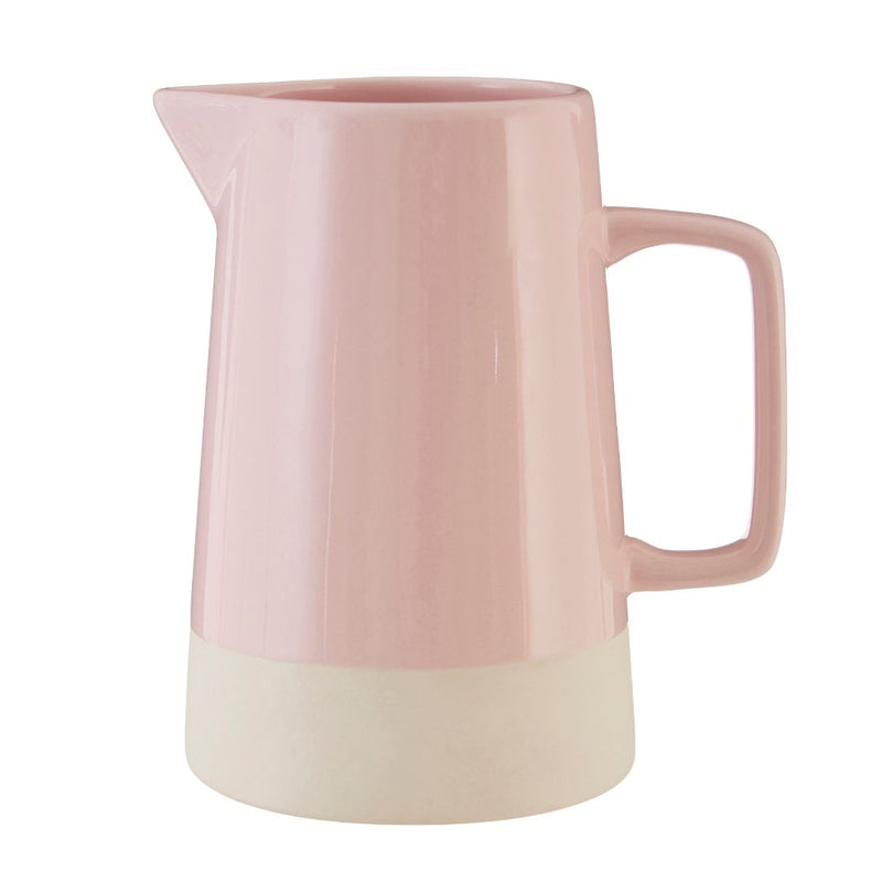 Pastel Pink & White Stoneware Water Jug 1280ml
