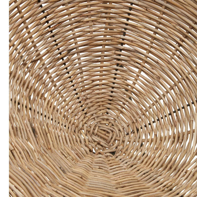 Natural rattan Round design chair with black iron hairpin style legs
