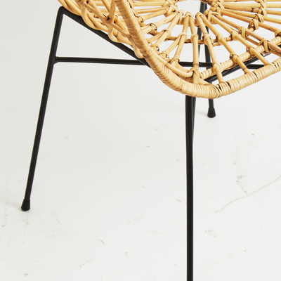 Lena Natural rattan lattice design chair with black iron legs