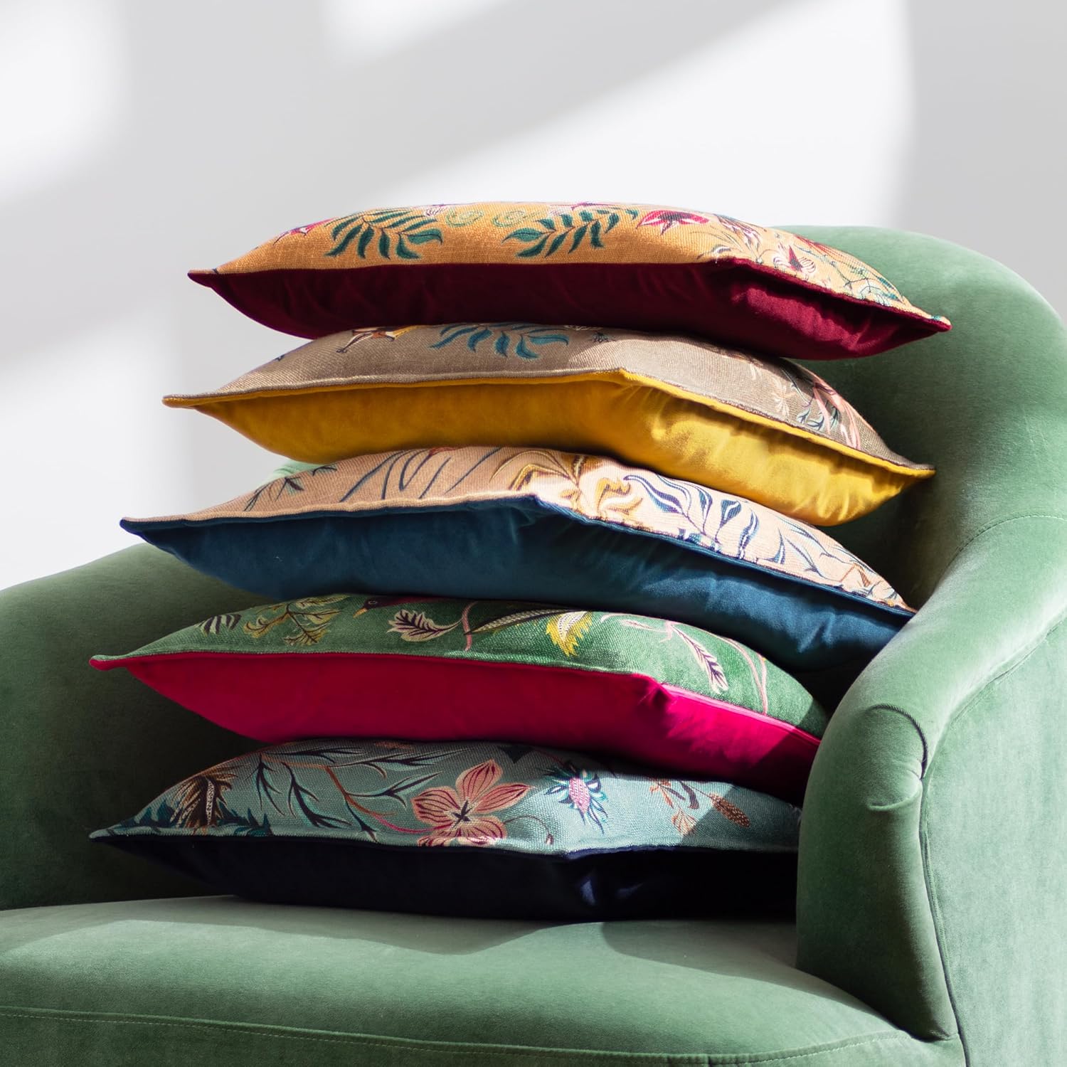 Holland Park Hedgerow Birds Linen Look Feather Rich Feather Filled Cushion