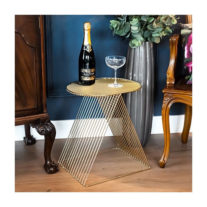Wire Decorative Foot stool, side Table in Gold